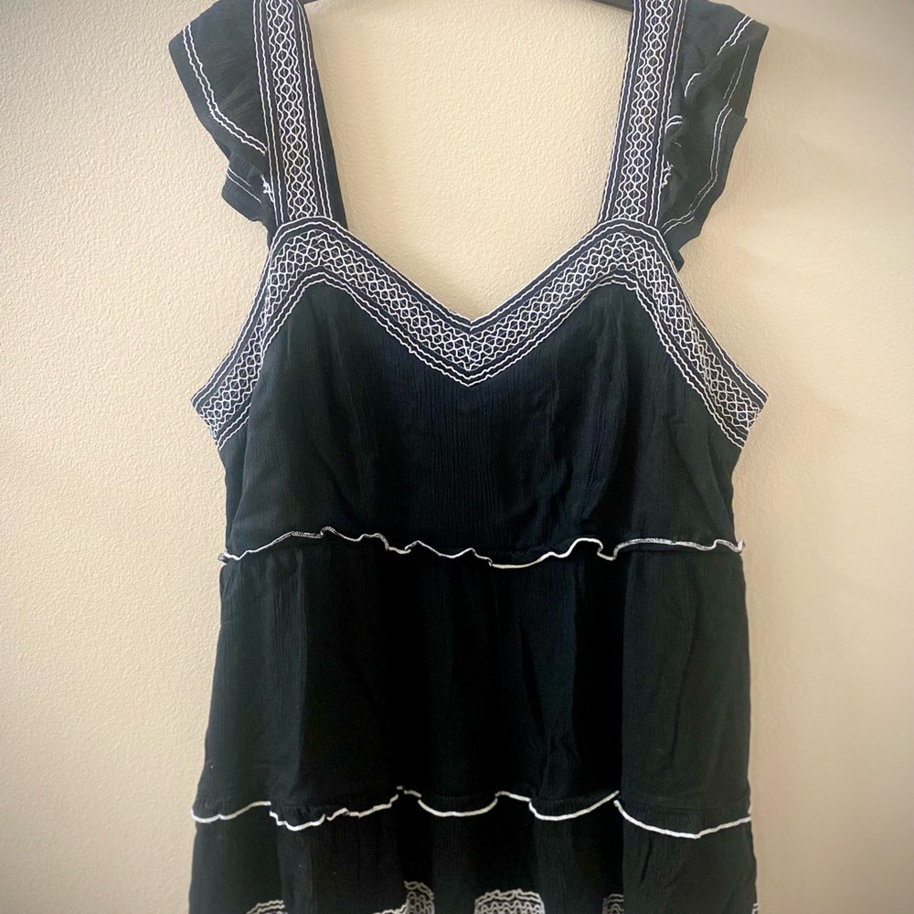 Torrid Black Ruffled Tiered Tank Top